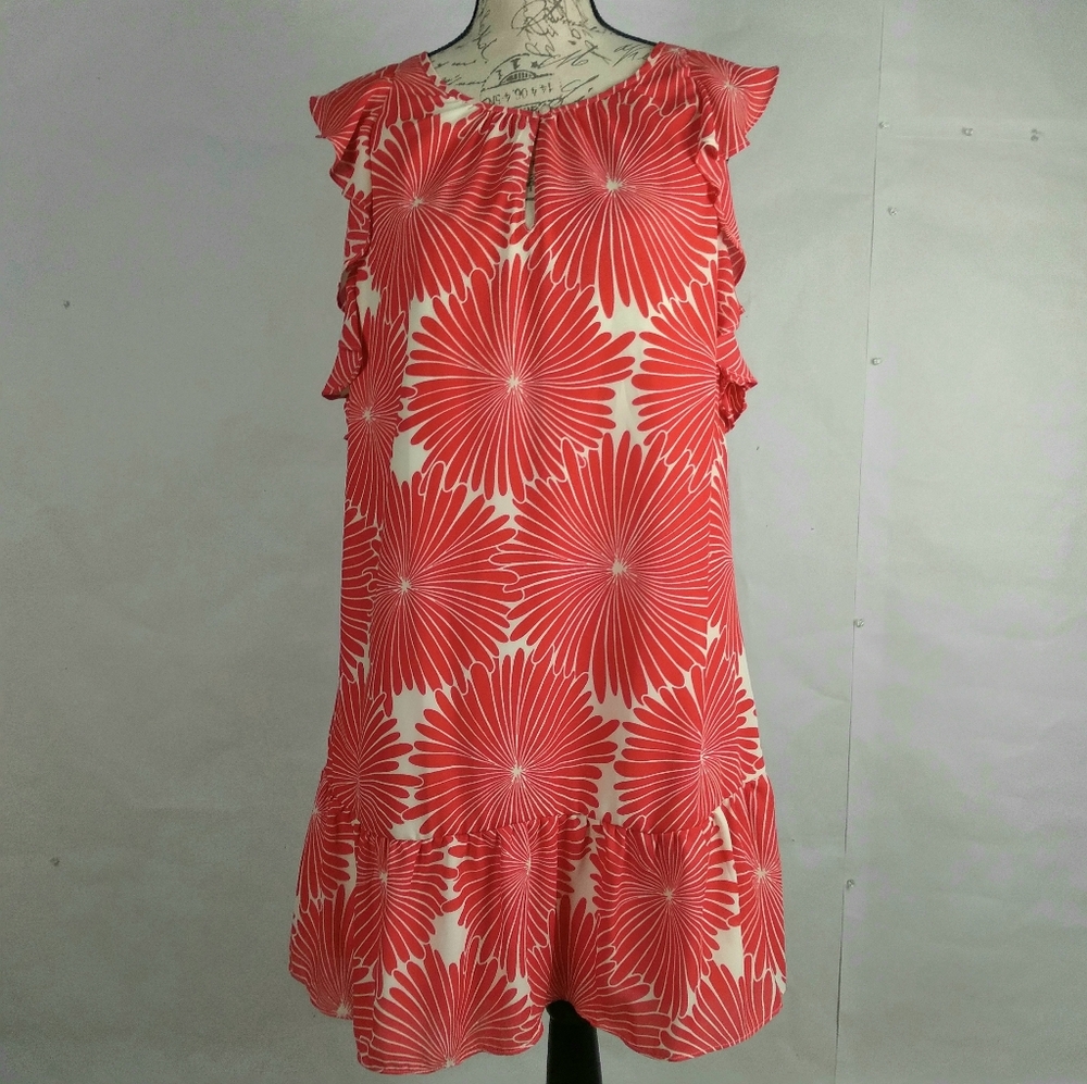 J. Crew Flutter Sleeve Size S Red And White - image 1